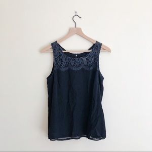 J Crew Silk + Lace Sleeveless Blouse
